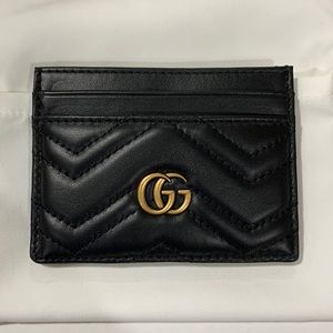 Gucci black leather GG Marmont card case